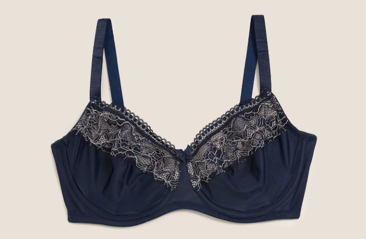 Wired Full Cup Minimiser Bra - Blue